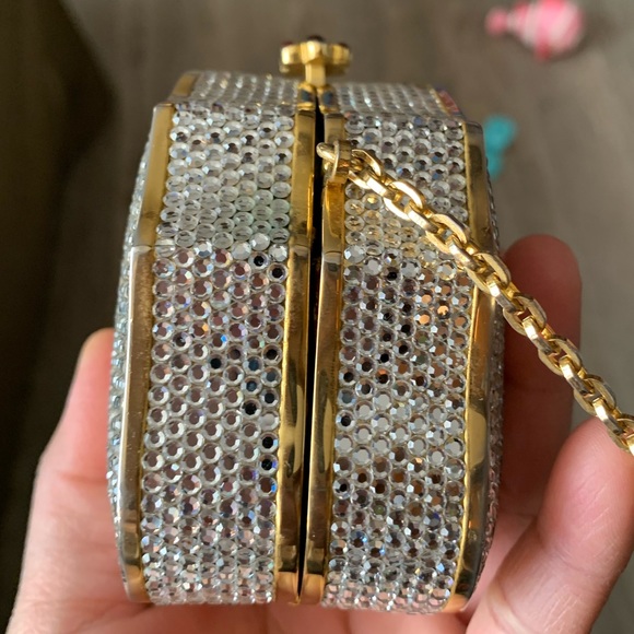 Authentic Judith Leiber Fullbead Minaudiere Evening Clutch Shoulder Crossbody - Picture 10 of 16